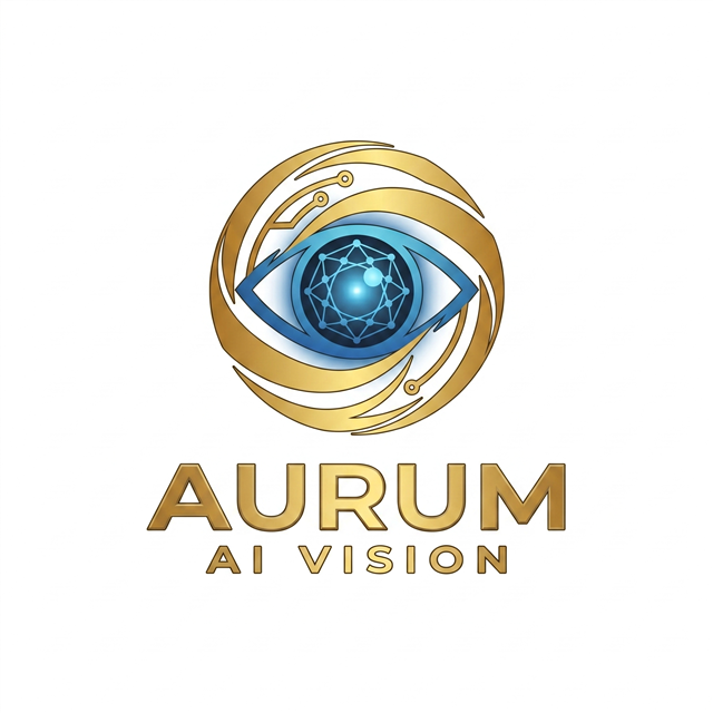 Logo Aurum AI Vision — con mắt AI trên vòng vàng